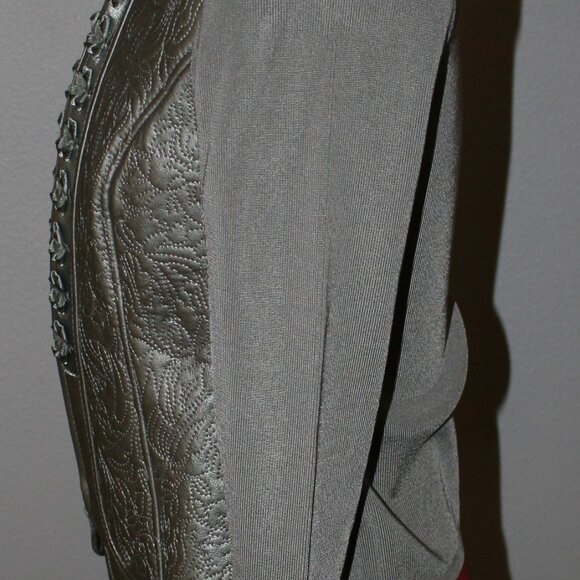 Nygard Collection Leather Sweater Jacket - PS(4-6) - Grey - Picture 3 of 9